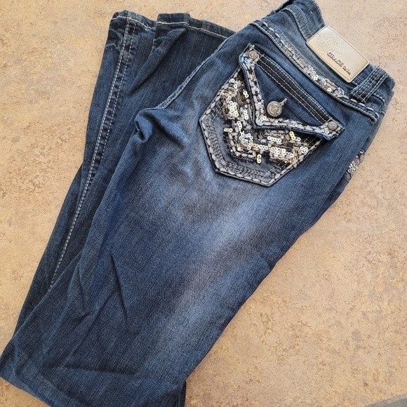 Grace in LA Boot Cut Embellished Pocket Jeans - Picture 2 of 6